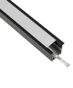 GLOBOSTAR® ALP-LINEAR RECESSA 61786-3M Χωνευτό Προφίλ Αλουμινίου με Λευκό Γαλακτερό Πατητό Κάλυμμα για Ταινίες LED IP20 - Μαύρο Ματ - Μ300 x Π3.5 x Υ4cm