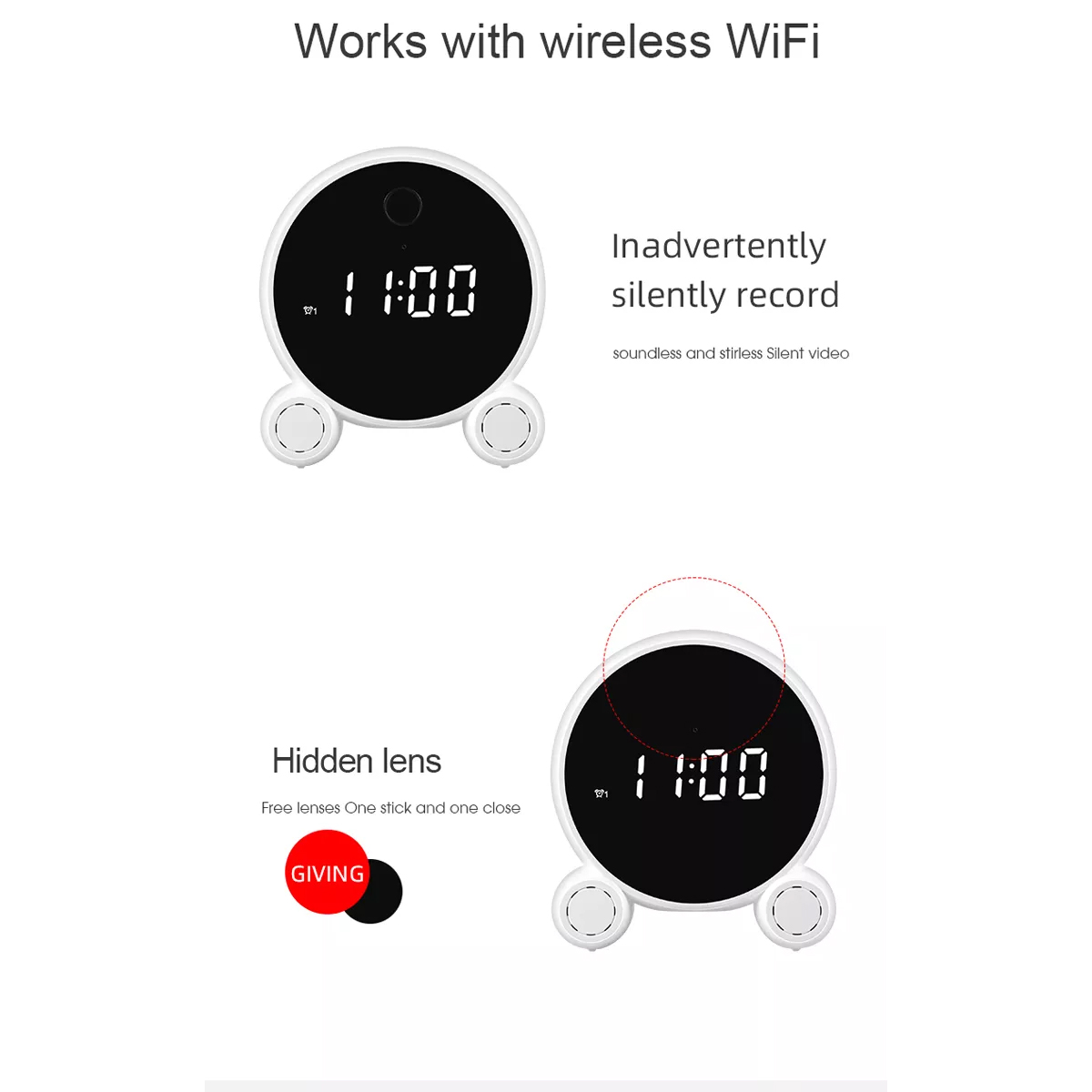 GloboStar® 86016 Rechargeable Table Camera 2MP WiFi HD 1080P 120° 5000mAh Two Way Audio Motion Detection & Digital Clock - Επαναφορτιζόμενη Επιτραπέζια Κάμερα 2MP WiFi HD 1080P 120° 5000mAh Διπλή Κατέυθυνση Ομιλίας Ανιχνευτή Κίνησης Ψηφιακό Ρολόι - Μαύρο - Image 11