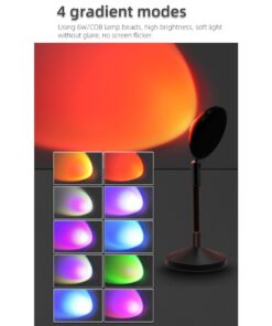 GLOBOSTAR® SUNSET GLB-106-0022 Επιτραπέζιο Φωτιστικό Πορτατίφ Προτζέκτορας Sunset με RF Ασύρματο Χειριστήριο & Λειτουργία μέσω WiFi APP LED 6W 360lm 60° AC 220-240V IP20 Πολύχρωμο RGB Dimmable – Sanan SMD Chip – Μαύρο – Μ10 x Π10 x Υ27cm – 2 Χρόνια Εγγύηση