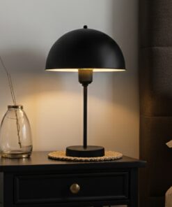GLOBOSTAR® GAZETA 203-0296 Μοντέρνο Επιτραπέζιο Φωτιστικό Πορτατίφ με Ντουί 1 x E27 AC 220-240V IP20 – Μαύρο – Μ25 x Π25 x Υ39cm
