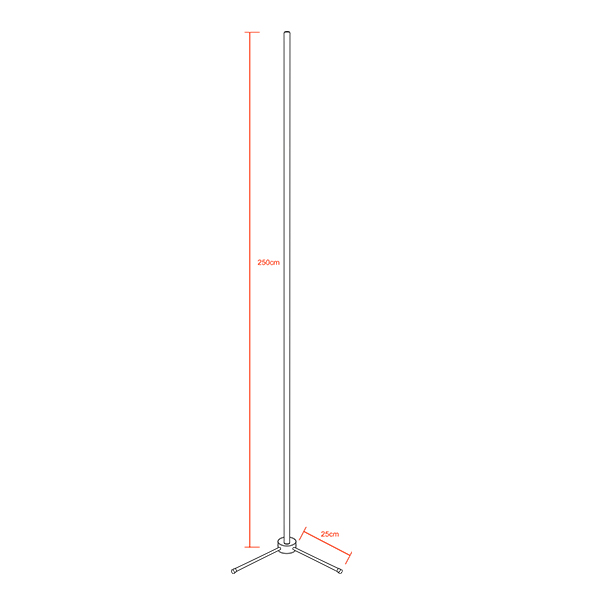 Μοντέρνο Minimal Επιδαπέδιο Μαύρο Φωτιστικό 250cm LED 40 Watt με Ασύρματο Χειριστήριο RF & Dimmer Ψυχρό Λευκό 6000k GloboStar ALIEN Design GLOBO-250-1 - Image 2