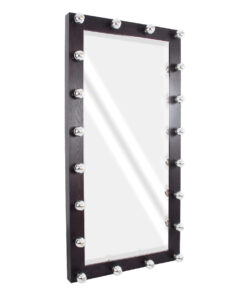 GloboStar® MAKEUP MIRROR-160x80-2 Μοντέρνος Καθρέπτης Μακιγιάζ με Πλαίσιο Φυσικού Ξύλου με Διακόπτη On/Off 20 x E27 AC220-240V - Μ80 x Π7 x Υ160cm - Καφέ Wenge
