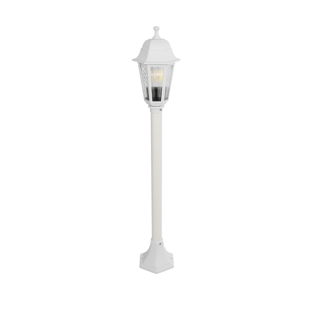 GloboStar® VITRO 203-0202 Vintage Επιδαπέδιο Φωτιστικό Κολωνάκι Κήπου Μονόφωτο 1 x E27 IP44 Λευκό & Διάφανο Πλαστικό - Μ17 x Π17 x Υ100cm - Image 2
