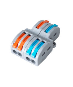 GLOBOSTAR® FAST-CONNECT 69913 Διπλή σε Τετραπλή Κλέμα Ταχείας Σύνδεσης & Διακλάδωσης Καλωδίων - 2 x Είσοδοι & 4 x Έξοδοι με Συμβατή Διατομή Καλωδίων 0.08mm² έως 2.5mm² - 250V/4KV 32A Max IP20 - Γκρι με Πορτοκαλί & Μπλε - Μ2.6 x Π4 x Υ1.5cm - Πακέτο 5 Τεμαχίων