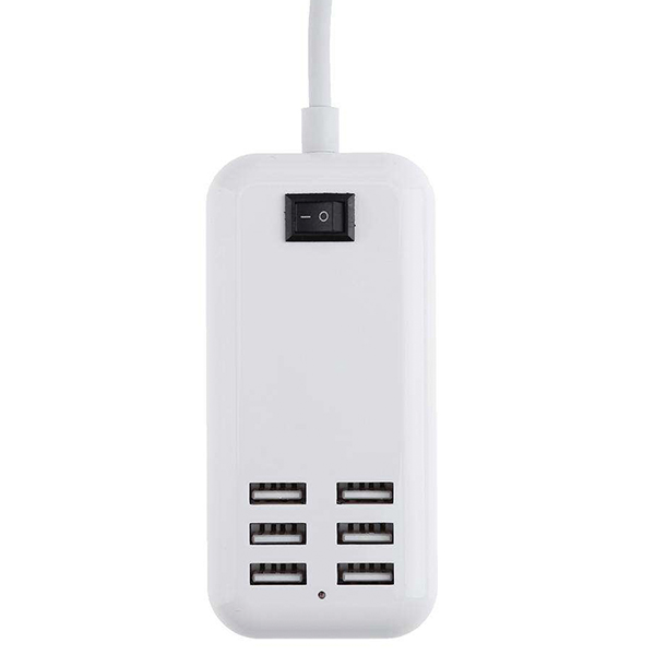 Φορτιστής USB 6 Θέσεων με ON / OFF Διακόπτη 4A 20 Watt 5V DC Λευκός GloboStar 69998 - Image 3