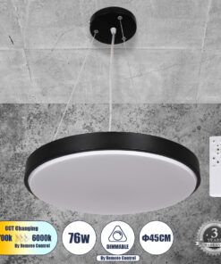 Alternative view of GLOBOSTAR® CASPER 61019 Μοντέρνο Κρεμαστό Φωτιστικό Οροφής LED 76W 8372lm 120° AC 220-240V IP20 Ρυθμιζόμενο Λευκό CCT με Χειριστήριο από 2700K έως 6000K Dimmable - Lumileds SMD Chip - Μαυρό Ματ - Μ45 x Π45 x Υ5.5cm - 3 Χρόνια Εγγύηση