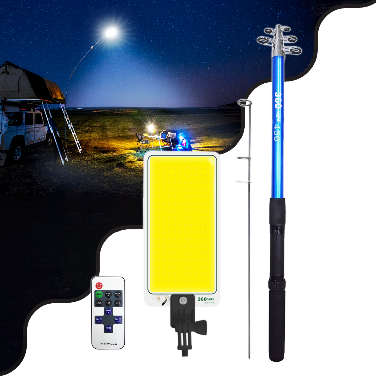 GloboStar® 85821 Τηλεσκοπικό Καλάμι Ψαρέματος 5m με Πάνελ Φωτισμού 800W 48000lm DC 12V Αδιάβροχο IP65 Ψυχρό Λευκό 6000K - Image 2