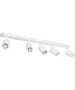 kelvo® SPOTA KLV-101-0143 Κινούμενο Φωτιστικό Σποτ Οροφής για 5 Λάμπες MR16 με Ντουί GU10 AC 220-240V IP20 – Λευκό Ματ – Μ79.5 x Π6.3 x Υ14cm
