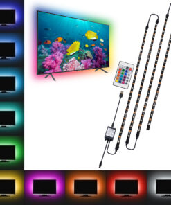 GloboStar® 70406 Σετ Ταινία TV Kit LED RGB SMD 5050 2m (4x50CM) 14.4W/2m 60LED/2m 1454lm/2m 120° USB DC 5V Οπίσθιου Κρυφού Φωτισμού για Τηλεόραση με Ασύρματο Τηλεχειριστήριο Αδιάβροχο IP65 RGB
