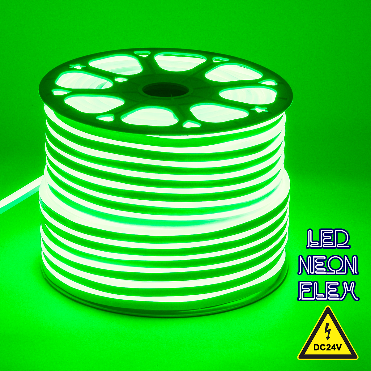 GLOBOSTAR® NEOVALE 70564 Ταινία Neon Flex LED 12W/m 600lm/m 120° DC 24V Αδιάβροχο IP65 120 x SMD2835 Chip/m Πράσινο Dimmable - Sanan SMD Chip - Μ100 x Π0.8 x Υ1.6cm - 3 Χρόνια Εγγύηση