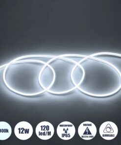 GLOBOSTAR® NEOVALE 70570 Ταινία Neon Flex LED 12W/m 1080lm/m 120° DC 220-240V Αδιάβροχο IP65 120 x SMD2835 Chip/m Ψυχρό Λευκό 6000K Dimmable – Sanan SMD Chip – Μ100 x Π0.8 x Υ1.6cm – 3 Χρόνια Εγγύηση