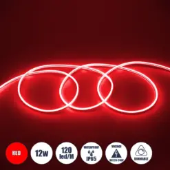 GLOBOSTAR® NEOVALE 70573 Ταινία Neon Flex LED 12W/m 600lm/m 120° DC 220-240V Αδιάβροχο IP65 120 x SMD2835 Chip/m Κόκκινο Dimmable - Sanan SMD Chip - Μ100 x Π0.8 x Υ1.6cm - 3 Χρόνια Εγγύηση