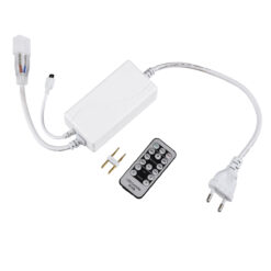 GLOBOSTAR® NEOVALE-A 70626 Dimmer / Controller με IR Ασύρματο Χειριστήριο 6A 1380W AC 220-240V σε DC 220-240V για έως 100 Μέτρα Neon Flex LED Αδιάβροχο IP44 Dimmable – Λευκό – Μ57 x 5 x Υ3.5cm – 2 Χρόνια Εγγύηση