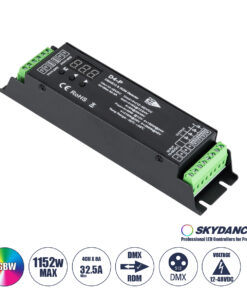 GLOBOSTAR® SKYDANCE-D4-P 70669 DC DMX Master Dimmer / Controller / Decoder Υψηλής Ταχύτητας με 4 x 8A 384W Κανάλια 12-48V 32.5A 1152W Max IP20 - DMX512 & RDM - Μ17.5 x Π4.5 x Υ2.8cm - 5 Χρόνια Εγγύηση