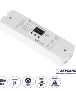 GLOBOSTAR® SKYDANCE-S1-D 70671 AC Trailing Edge DMX Dimmer με 2 x 1A 240W Κανάλια AC 220-240V 2A 480W Max IP20 - DMX512 & RDM - Μ16.7 x Π5 x Υ2.4cm - 5 Χρόνια Εγγύηση