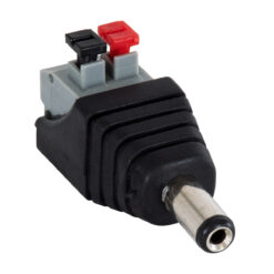 GLOBOSTAR® STRIPDC 70677 Ταχυσύνδεσμος DC Jack 5.5x2.1mm Αρσενικός σε Πατητή Κλέμα IP20 - Μαύρο - Μ4.1 x Π1.5 x Υ2cm
