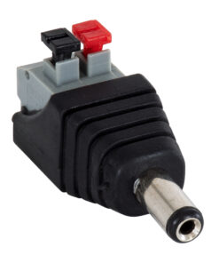 GLOBOSTAR® STRIPDC 70677 Ταχυσύνδεσμος DC Jack 5.5x2.1mm Αρσενικός σε Πατητή Κλέμα IP20 - Μαύρο - Μ4.1 x Π1.5 x Υ2cm