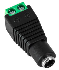 GLOBOSTAR® STRIPDC 70703 Ταχυσύνδεσμος DC Jack 5.5x2.1mm Θηλυκός σε Κλέμα IP20 - Μαύρο - Μ3.7 x Π1.4 x Υ1.2cm