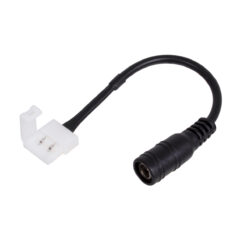 GLOBOSTAR® STRIPCON 70740 Ταχυσύνδεσμος για Μονόχρωμη Ταινία LED 10mm σε DC Jack 5.5x2.1mm Θηλυκό Σύνδεσμο IP20 - Λευκό - Μ15 x Π1.2 x Υ1.2cm