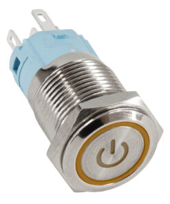 GloboStar® 70774 LED Φωτιζόμενος Διακόπτης Χωνευτός - Μπουτόν On/Off Ανοξείδωτος AC 220-240V Αδιάβροχο IP67 Φ18mm με Angel Eye Πορτοκαλί