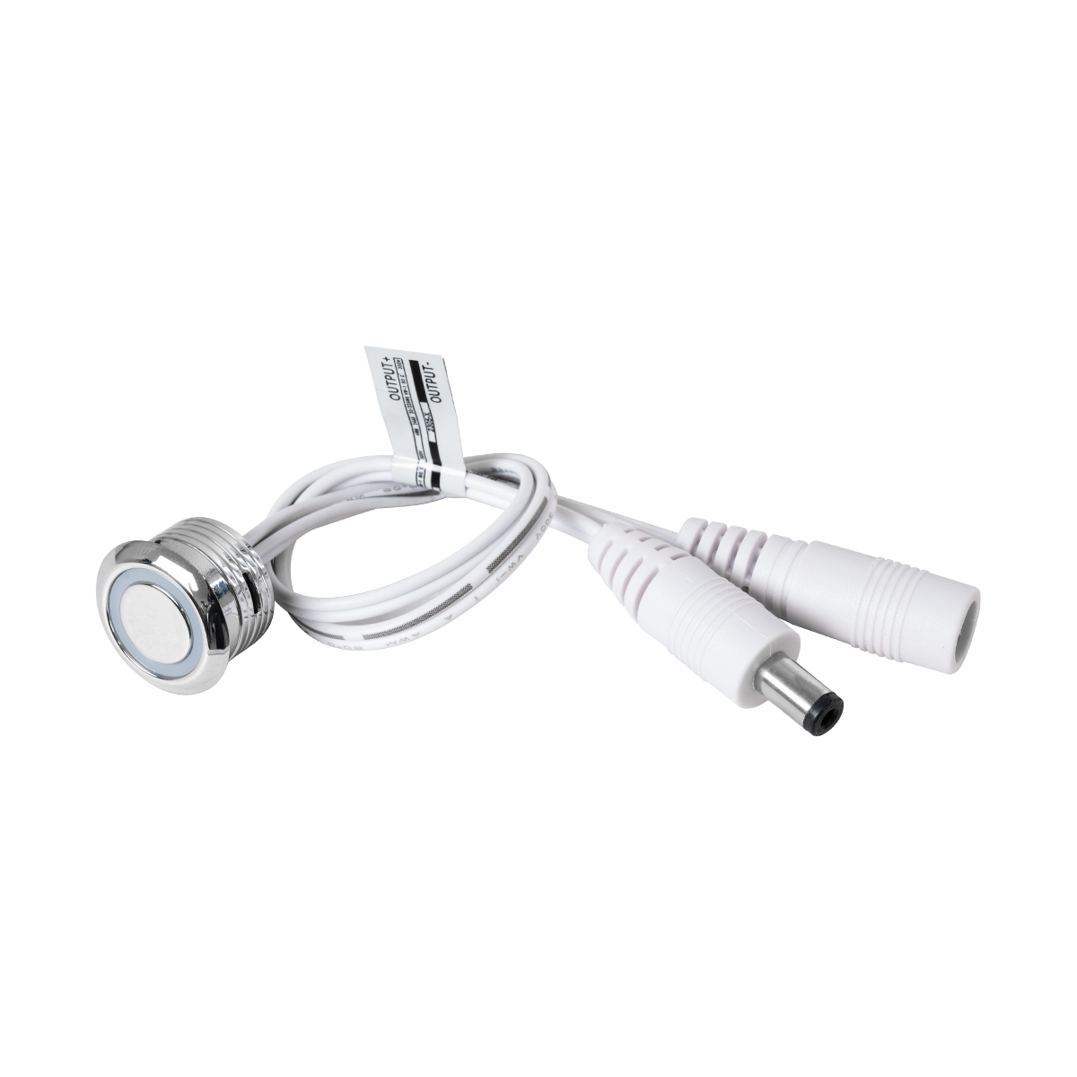 GLOBOSTAR® BUTTON 70790 Φωτιζόμενος Χωνευτός Διακόπτης Αφής On/Off & Push Dimming LED DC 12-24V 1 x 4A 96W Max IP20 Ψυχρό Λευκό 6000K - Μ2 x Π2 x Υ1.2cm - 2 Χρόνια Εγγύηση