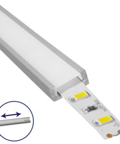 GLOBOSTAR® ALP-LINEAR ALPINA 70801-1M Επιφανειακό Προφίλ Αλουμινίου με Λευκό Γαλακτερό Συρόμενο Κάλυμμα για Ταινίες LED IP20 - Ασημί & Λευκό - Μ100 x Π1.6 x Υ0.6cm