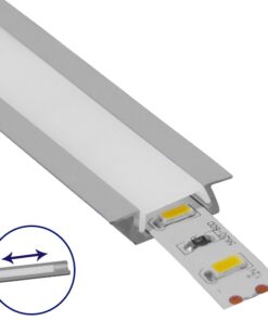 GLOBOSTAR® ALP-LINEAR RECCA 70803-1M Χωνευτό Προφίλ Αλουμινίου με Λευκό Γαλακτερό Συρόμενο Κάλυμμα για Ταινίες LED IP20 - Ασημί & Λευκό - Μ100 x Π2.2 x Υ0.6cm