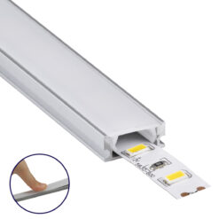 GLOBOSTAR® ALP-LINEAR SURFABO 70805-1M Επιφανειακό Προφίλ Αλουμινίου με Λευκό Γαλακτερό Πατητό Κάλυμμα για Ταινίες LED IP20 - Ασημί & Λευκό - Μ100 x Π1.6 x Υ0.7cm