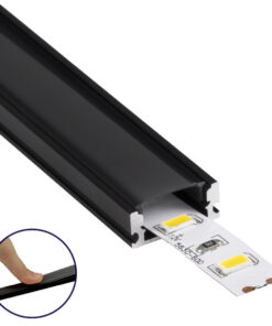 GLOBOSTAR® ALP-LINEAR SURFABO 70806-1M Επιφανειακό Προφίλ Αλουμινίου με Μαύρο Φιμέ Πατητό Κάλυμμα για Ταινίες LED IP20 - Μαύρο - Μ100 x Π1.6 x Υ0.7cm