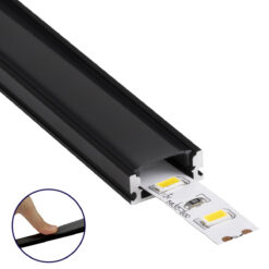 GLOBOSTAR® ALP-LINEAR SURFABO 70806-2M Επιφανειακό Προφίλ Αλουμινίου με Μαύρο Φιμέ Πατητό Κάλυμμα για Ταινίες LED IP20 - Μαύρο - Μ200 x Π1.6 x Υ0.7cm - Πακέτο 5 Τεμαχίων