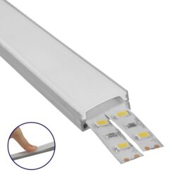 GLOBOSTAR® ALP-LINEAR ALIENA 70809-1M Επιφανειακό Προφίλ Αλουμινίου με Λευκό Γαλακτερό Πατητό Κάλυμμα για Ταινίες LED IP20 - Ασημί & Λευκό - Μ100 x Π2.4 x Υ1.1cm
