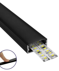 GloboStar® SURFACE-PROFILE 70810-2M Προφίλ Αλουμινίου - Βάση & Ψύκτρα Ταινίας LED με Μαύρο Φιμέ Κάλυμμα - Επιφανειακή Χρήση - Πατητό Κάλυμμα - Μαύρο - 2 Μέτρα - Πακέτο 5 Τεμαχίων - Μ200 x Π2.4 x Υ1.1cm