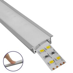 GLOBOSTAR® ALP-LINEAR RECCA 70811-1M Χωνευτό Προφίλ Αλουμινίου με Λευκό Γαλακτερό Πατητό Κάλυμμα για Ταινίες LED IP20 - Ασημί & Λευκό - Μ100 x Π3 x Υ1.1cm
