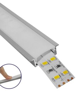 GLOBOSTAR® ALP-LINEAR RECCA 70811-1M Χωνευτό Προφίλ Αλουμινίου με Λευκό Γαλακτερό Πατητό Κάλυμμα για Ταινίες LED IP20 - Ασημί & Λευκό - Μ100 x Π3 x Υ1.1cm