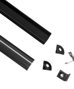 GLOBOSTAR® ALP-CORNER LINEO 70816-3M Επιφανειακό Γωνιακό Προφίλ Αλουμινίου με Μαύρο Φιμέ Πατητό Κάλυμμα για Ταινίες LED IP20 – Μαύρο – Μ300 x Π1.6 x Υ1.6cm – Πακέτο 5 Τεμαχίων