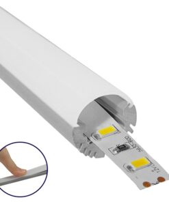 GloboStar® 70817-1M Κρεμαστό Προφίλ Αλουμινίου Ανοδιωμένο με Οβάλ Λευκό Οπάλ Κάλυμμα για 1 Σειρά Ταινίας LED Πατητό - Press On 1 Μέτρο