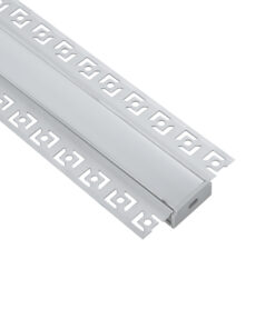 GLOBOSTAR® ALP-PLASTERIN GYPSO 70819-3M Χωνευτό Προφίλ Αλουμινίου Ειδικό για Γυψοσανίδα με Λευκό Γαλακτερό Πατητό Κάλυμμα για Ταινίες LED IP20 – Ασημί & Λευκό – Μ300 x Π6.7 x Υ1.3cm – Πακέτο 5 Τεμαχίων