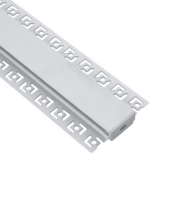 GLOBOSTAR® ALP-PLASTERIN GYPSO 70819-3M Χωνευτό Προφίλ Αλουμινίου Ειδικό για Γυψοσανίδα με Λευκό Γαλακτερό Πατητό Κάλυμμα για Ταινίες LED IP20 – Ασημί & Λευκό – Μ300 x Π6.7 x Υ1.3cm – Πακέτο 5 Τεμαχίων