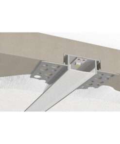GLOBOSTAR® ALP-PLASTERIN GYPSO 70819-3M Χωνευτό Προφίλ Αλουμινίου Ειδικό για Γυψοσανίδα με Λευκό Γαλακτερό Πατητό Κάλυμμα για Ταινίες LED IP20 – Ασημί & Λευκό – Μ300 x Π6.7 x Υ1.3cm – Πακέτο 5 Τεμαχίων