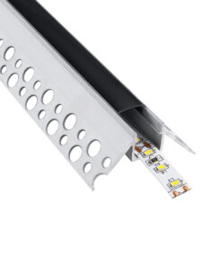 GloboStar® PLASTERBOARD-PROFILE 70822-3M Προφίλ Αλουμινίου – Βάση & Ψύκτρα Ταινίας LED με Μαύρο Φιμέ Κάλυμμα – Χωνευτή Γωνιακή Χρήση σε Εξωτερική Γωνία Γυψοσανίδας – Trimless – Πατητό Κάλυμμα – Ασημί – 3 Μέτρα – Πακέτο 5 Τεμαχίων – Μ300 x Π4.5 x Υ2cm