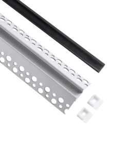 GloboStar® PLASTERBOARD-PROFILE 70822-3M Προφίλ Αλουμινίου – Βάση & Ψύκτρα Ταινίας LED με Μαύρο Φιμέ Κάλυμμα – Χωνευτή Γωνιακή Χρήση σε Εξωτερική Γωνία Γυψοσανίδας – Trimless – Πατητό Κάλυμμα – Ασημί – 3 Μέτρα – Πακέτο 5 Τεμαχίων – Μ300 x Π4.5 x Υ2cm