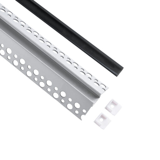 GloboStar® PLASTERBOARD-PROFILE 70822-3M Προφίλ Αλουμινίου – Βάση & Ψύκτρα Ταινίας LED με Μαύρο Φιμέ Κάλυμμα – Χωνευτή Γωνιακή Χρήση σε Εξωτερική Γωνία Γυψοσανίδας – Trimless – Πατητό Κάλυμμα – Ασημί – 3 Μέτρα – Πακέτο 5 Τεμαχίων – Μ300 x Π4.5 x Υ2cm