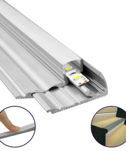 GloboStar® STAIR-PROFILE 70823-2M Προφίλ Αλουμινίου - Βάση & Ψύκτρα Ταινίας LED με Λευκό Γαλακτερό Κάλυμμα - Χρήση σε Σκαλοπάτια - Πατητό Κάλυμμα - Ασημί - 2 Μέτρα - Μ200 x Π6 x Υ2.1cm