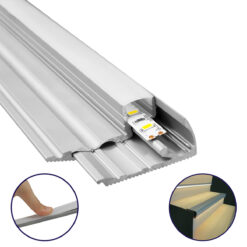 GLOBOSTAR® ALP-STEP-GRIP STAIR 70823-3M Επιφανειακό Προφίλ Αλουμινίου Ειδικό για Φωτισμό Σκαλοπατιού με Λευκό Γαλακτερό Πατητό Κάλυμμα για Ταινίες LED IP20 - Ασημί & Λευκό - Μ300 x Π6 x Υ2.1cm