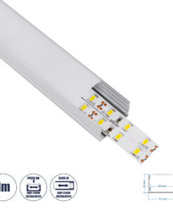 GloboStar® SURFACE-PROFILE 70824-1M Προφίλ Αλουμινίου - Βάση & Ψύκτρα Ταινίας LED με Λευκό Γαλακτερό Κάλυμμα - Επιφανειακή Χρήση - Πατητό Κάλυμμα - Ασημί - 1 Μέτρο - Μ100 x Π3 x Υ2cm