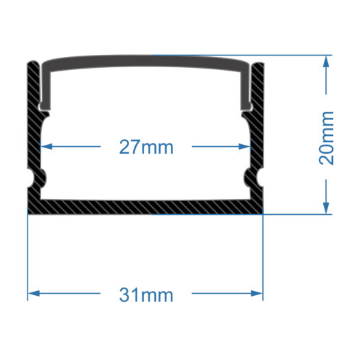 GLOBOSTAR® ALP-LINEAR VEXTA 70825-3M Επιφανειακό Προφίλ Αλουμινίου με Λευκό Γαλακτερό Πατητό Κάλυμμα για Ταινίες LED IP20 – Μαύρο & Λευκό – Μ300 x Π3 x Υ2cm – Πακέτο 5 Τεμαχίων