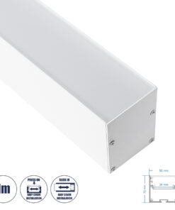 GloboStar® SURFACEPENDANT-PROFILE 70827-1M Προφίλ Αλουμινίου - Βάση & Ψύκτρα Ταινίας LED με Λευκό Γαλακτερό Κάλυμμα - Επιφανειακή & Κρεμαστή Χρήση - Πατητό Κάλυμμα - Λευκό - 1 Μέτρο - Μ100 x Π5 x Υ7cm