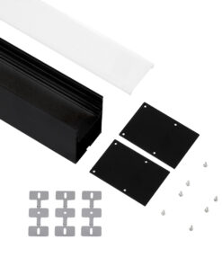 GLOBOSTAR® ALP-LINEAR VERTEX 70828-3M Επιφανειακό Προφίλ Αλουμινίου με Λευκό Γαλακτερό Πατητό Κάλυμμα για Ταινίες LED IP20 – Μαύρο & Λευκό – Μ300 x Π5 x Υ7cm