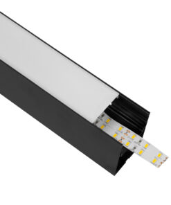 GLOBOSTAR® ALP-LINEAR VERTEX 70828-3M Επιφανειακό Προφίλ Αλουμινίου με Λευκό Γαλακτερό Πατητό Κάλυμμα για Ταινίες LED IP20 – Μαύρο & Λευκό – Μ300 x Π5 x Υ7cm
