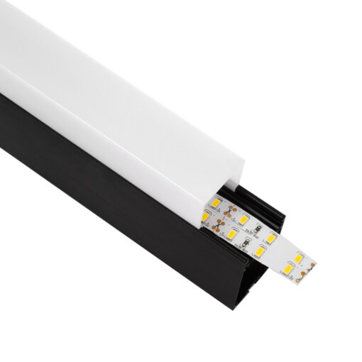 GloboStar® SURFACEPENDANT-PROFILE 70832-3M Προφίλ Αλουμινίου – Βάση & Ψύκτρα Ταινίας LED με Λευκό Γαλακτερό Κάλυμμα – Επιφανειακή & Κρεμαστή Χρήση – Πατητό Κάλυμμα – Μαύρο – 3 Μέτρα – Μ300 x Π3.5 x Υ7.4cm